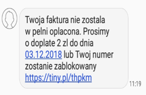 fałszywy SMS